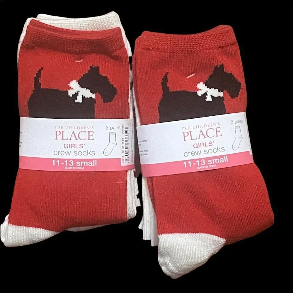 TWO Cute NEW WITH TAGS THE CHILDRENS PLACE‎ GIRLS CREW SOCKS SIZE 11-13 small